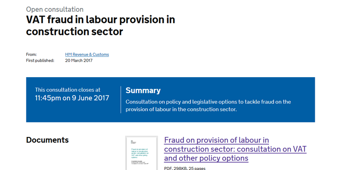 Government propose to introduce a VAT reverse charge in construction