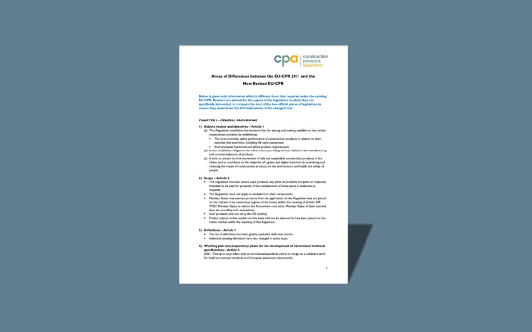 Areas of Differences between the EU-CPR 2011 and the New Revised EU-CPR